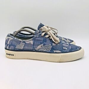 SeaVees Legend Cotton Sneakers Men's 10 Saltwash Twill Ocean Blue Nautical Shoes